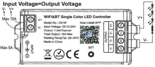 Xnbada C01W Series RGB LED Controller - Single Color LED Controller