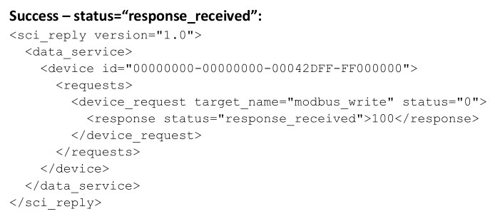 DIGI Modbus DC DAL Routers - Success – status response
