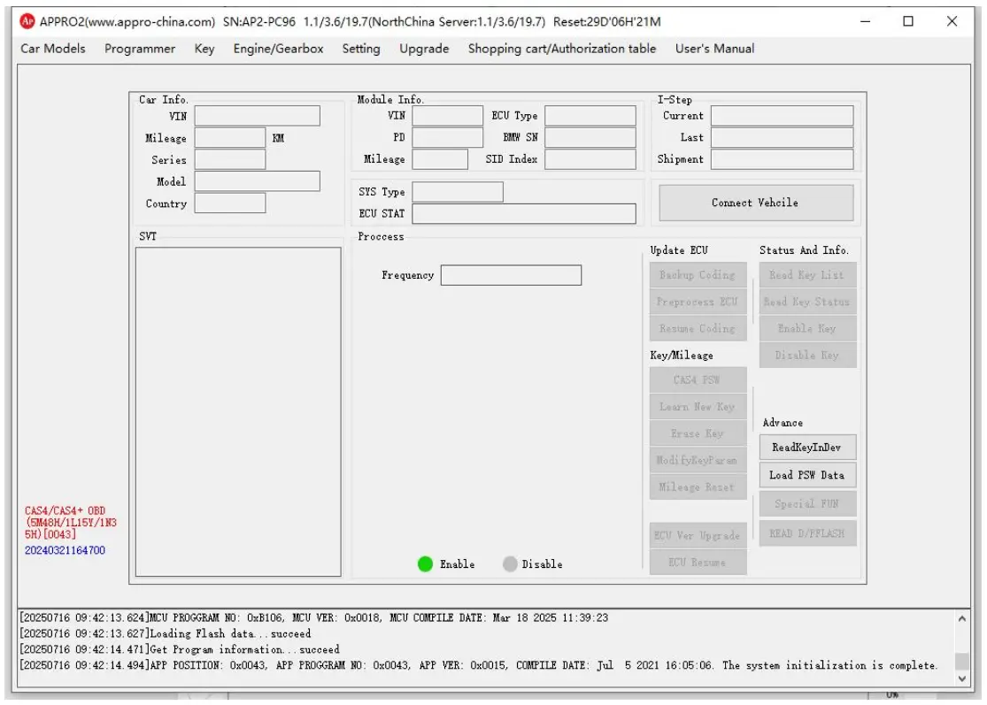 OBDII APPRO2 Key Programmer Mileage Correction Tool - software and firmware version
