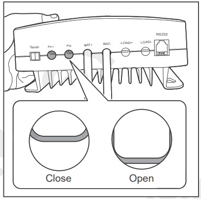 RENOGY RNG CTRL RVR20 Rover Li MPPT Solar Charge Controller - Make sure the terminal hatch is completely open